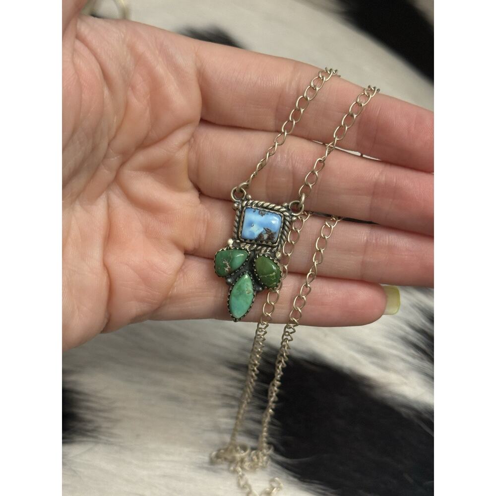 Native American Sterling Silver Golden Hills Turquoise Sonoran Gold Bar Necklace